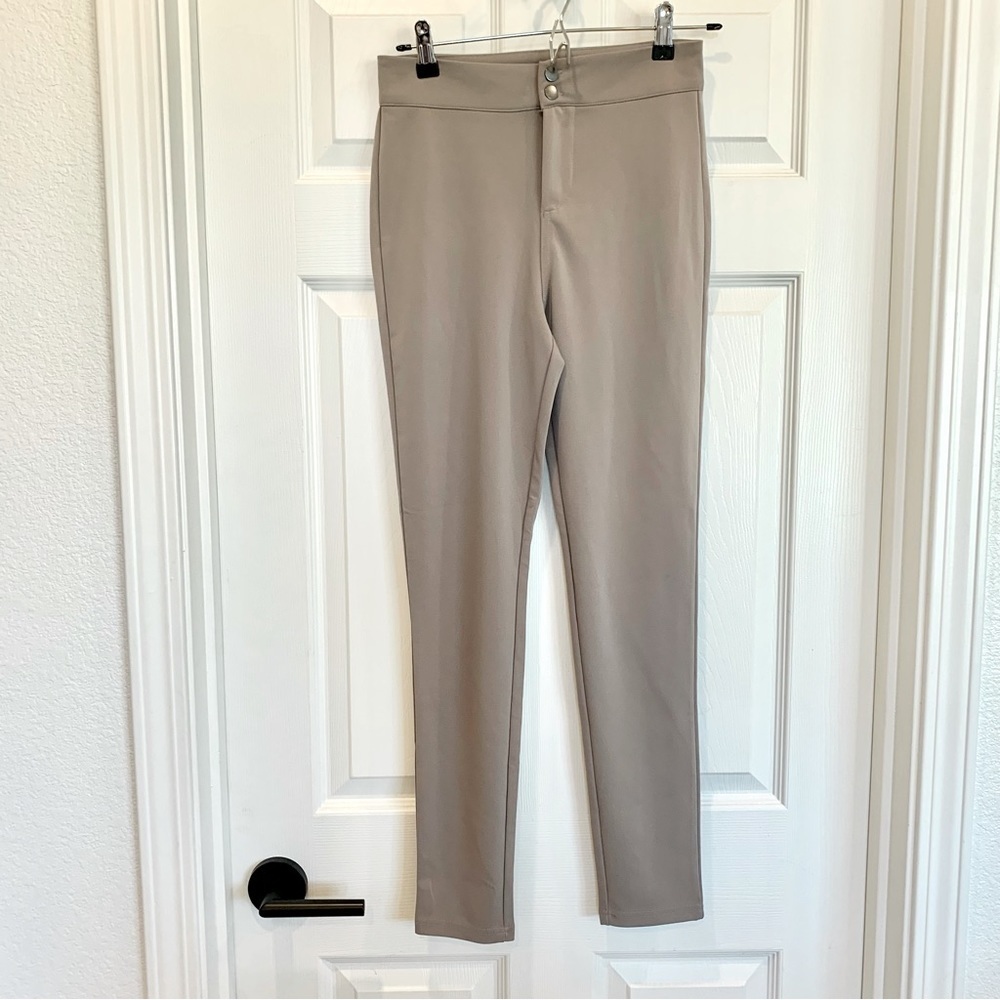 F21 Taupe Brown Knit Stretch Straight Leg Pants